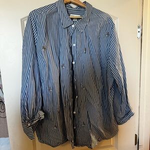 COPY - Blue Striped Button Up Top